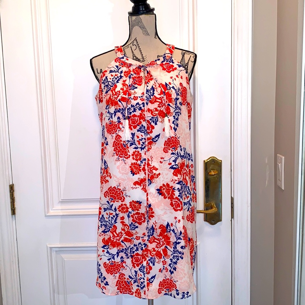 Gorgeous red and blue floral dress size M